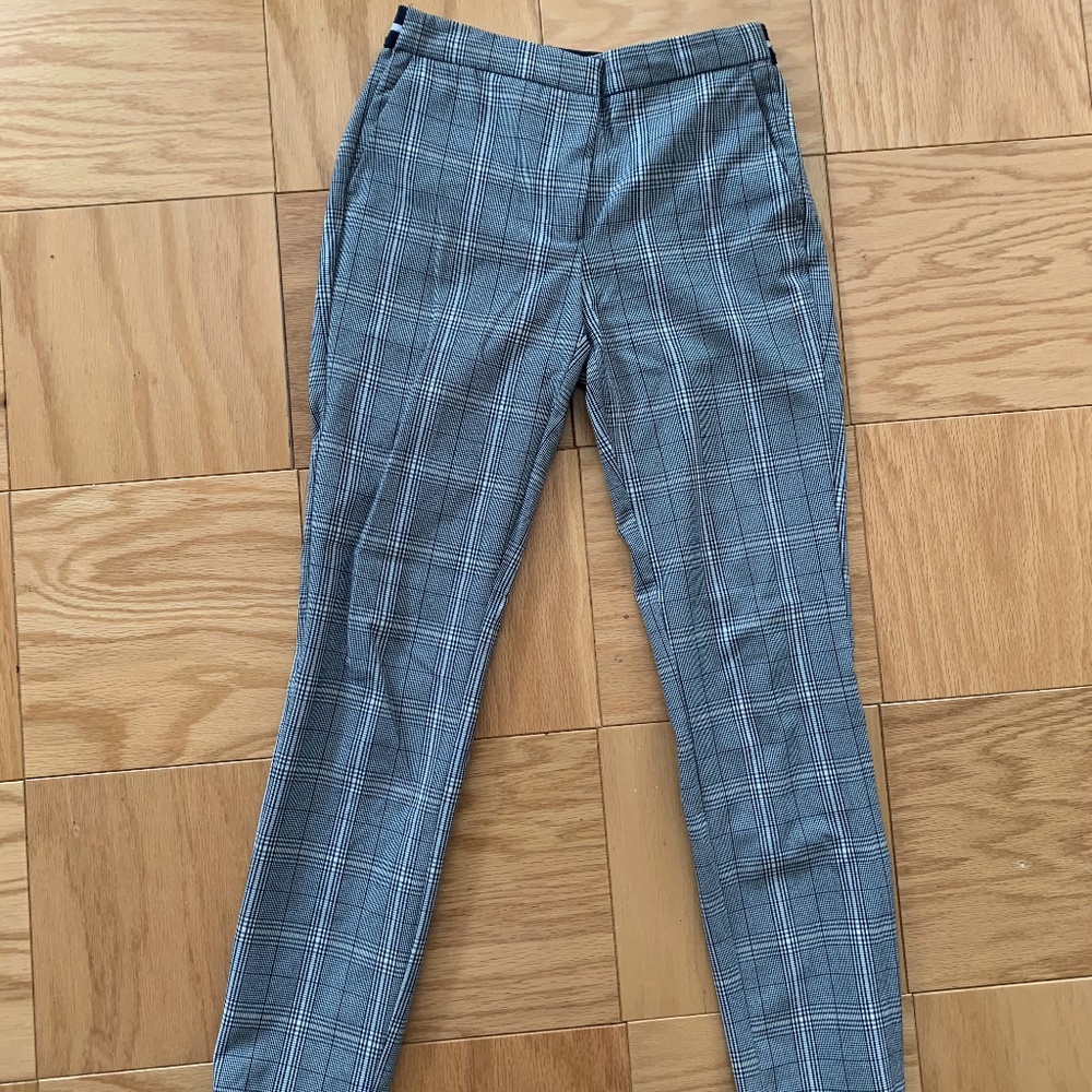 high rise plaid pants